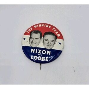 1960's Presidential‎ Election Nixon And Lodge The Winning Team 1.5" Circle Pin